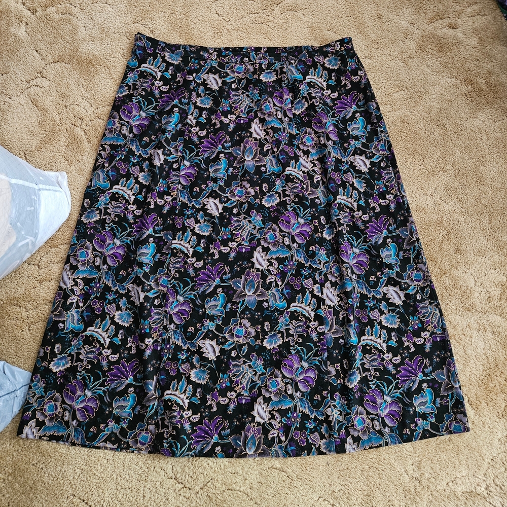 Floral Black and Purple Women's Skirt